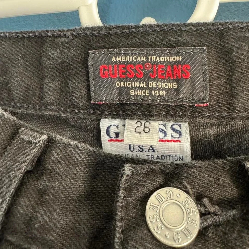 Vintage 90s Guess Jeans Women's Size 26 Denim Black Cotton Mid Rise‎ Grunge - Picture 3 of 8